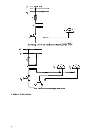 Alternating−current bell with bell transformer, simple circuit




                               Bell installation with change−over switch


2.3. House Bell Installation




27
 