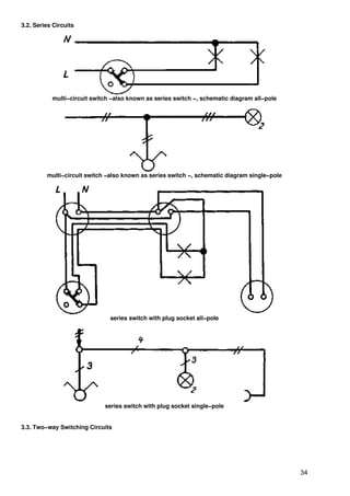 3.2. Series Circuits




           multi−circuit switch −also known as series switch −, schematic diagram all−pole




         multi−circuit switch −also known as series switch −, schematic diagram single−pole




                               series switch with plug socket all−pole




                             series switch with plug socket single−pole


3.3. Two−way Switching Circuits




                                                                                              34
 