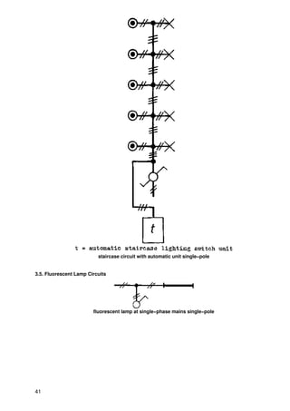 staircase circuit with automatic unit single−pole


3.5. Fluorescent Lamp Circuits




                        fluorescent lamp at single−phase mains single−pole




41
 