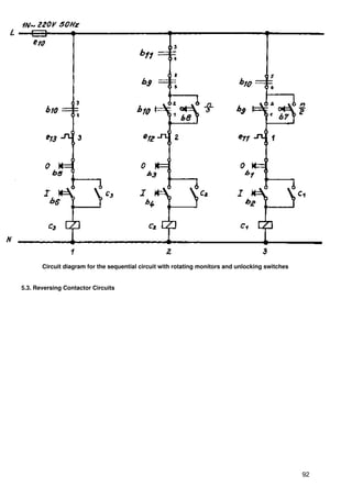 Circuit diagram for the sequential circuit with rotating monitors and unlocking switches


5.3. Reversing Contactor Circuits




                                                                                                  92
 
