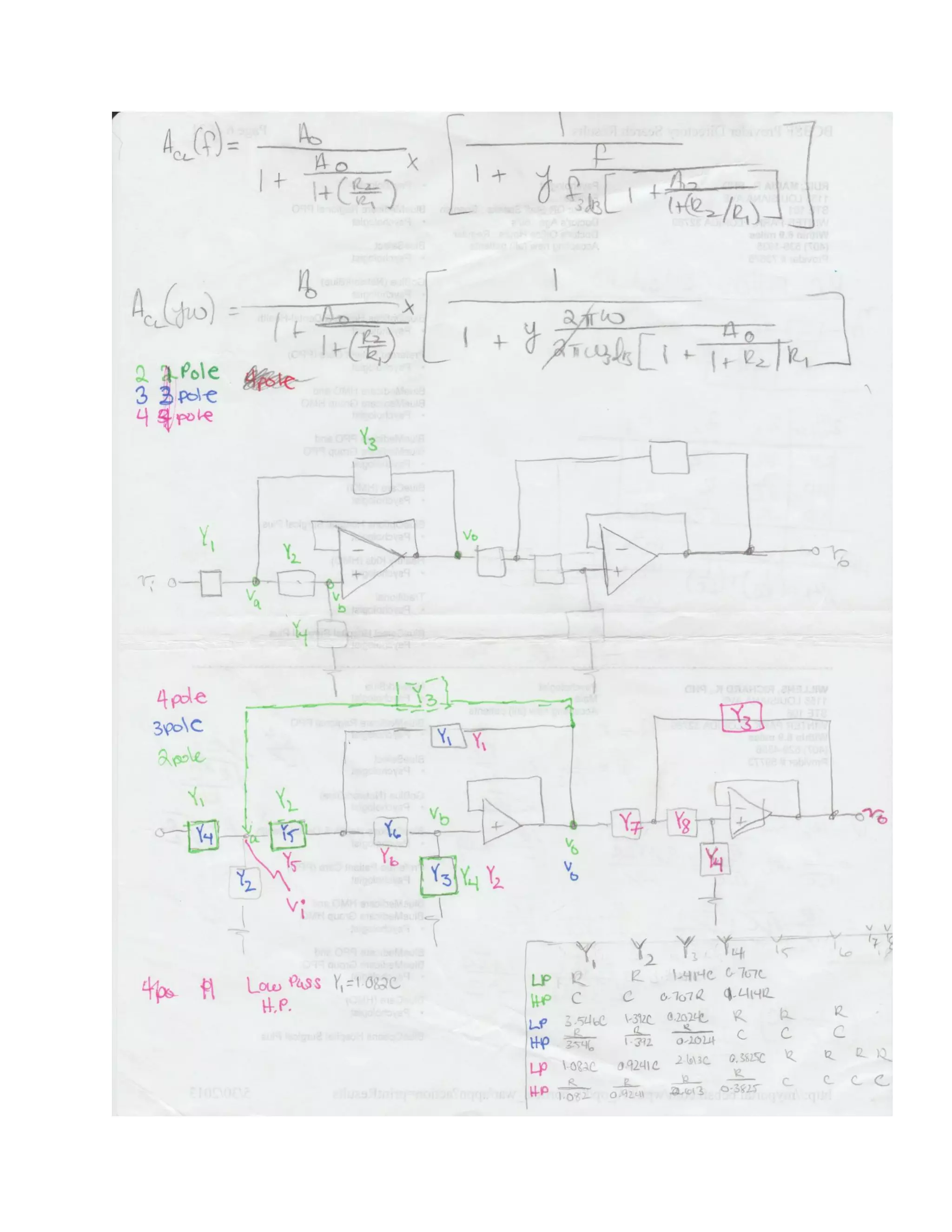 Electronics ii hand written formula sheets