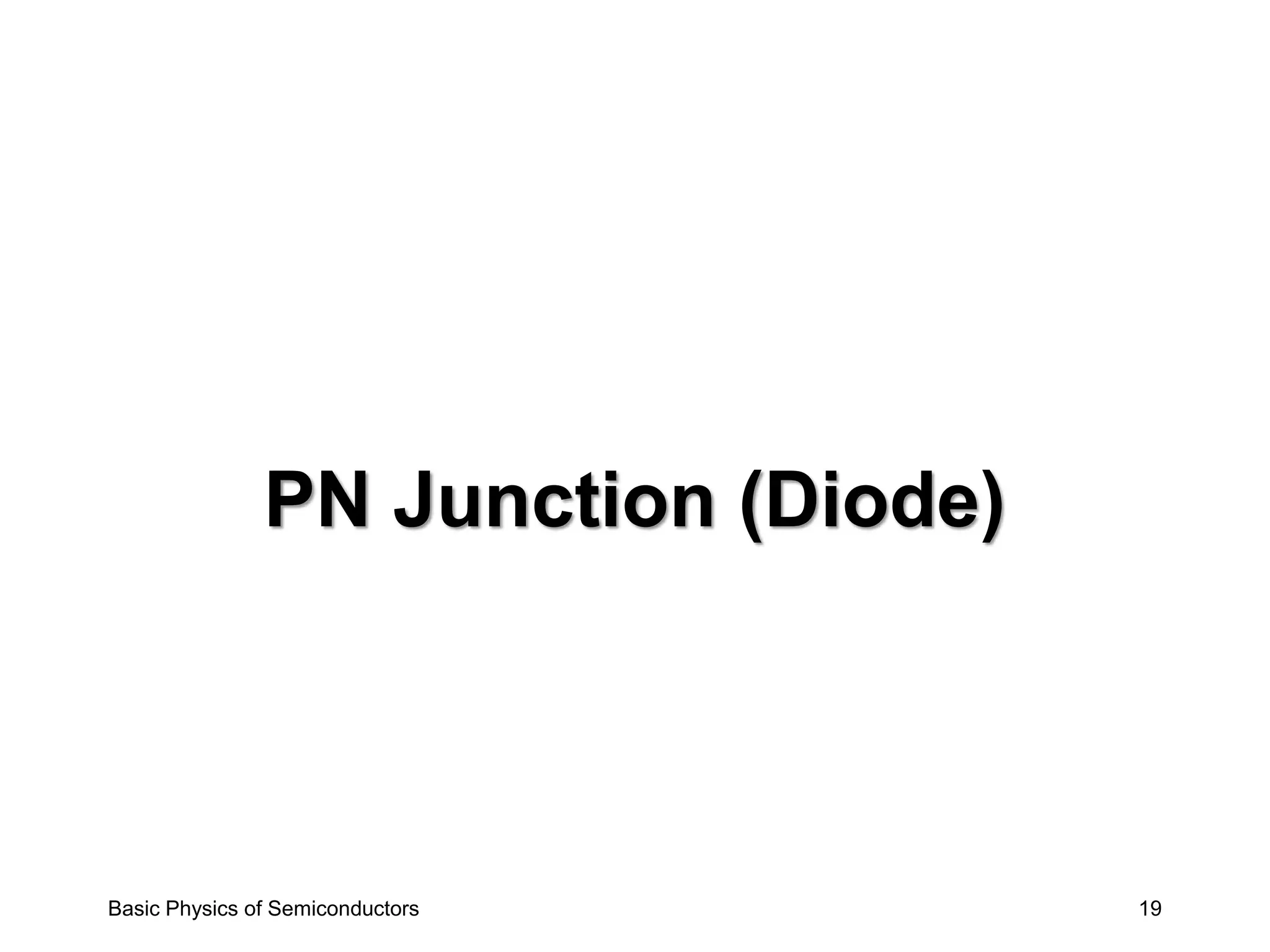19
PN Junction (Diode)
Basic Physics of Semiconductors
 