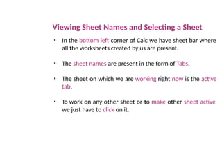 Electronic Spreadsheet Notes.. Libre office | PPTX