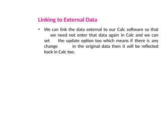 Electronic Spreadsheet Notes.. Libre office | PPTX