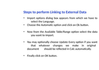 Electronic Spreadsheet Notes.. Libre office | PPTX