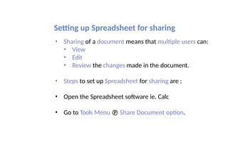 Electronic Spreadsheet Notes.. Libre office | PPTX