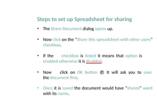 Electronic Spreadsheet Notes.. Libre office | PPTX