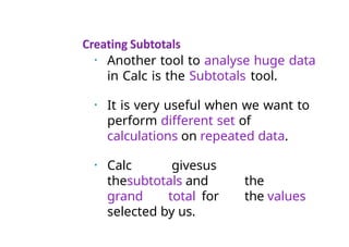 Electronic Spreadsheet Notes.. Libre office | PPTX