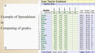 Electronic spreadsheet software | PPTX