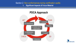 PDCA Approach
Section 2- Non-conformances during certification audits
1. Significant Aspects & Focus Material
 