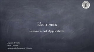 Electronics
Sensors in IoT Applications
Leopoldo Armesto
Senior Lecturer
Universitat Politècnica de València
1
 