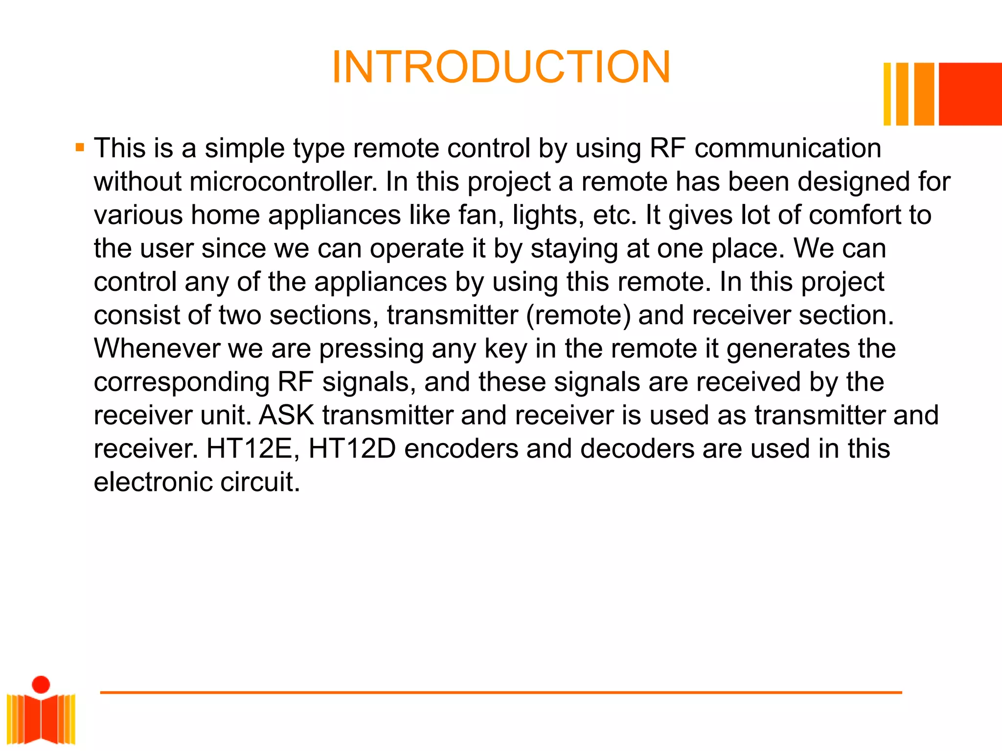 Electronic switch control through rf | PPTX