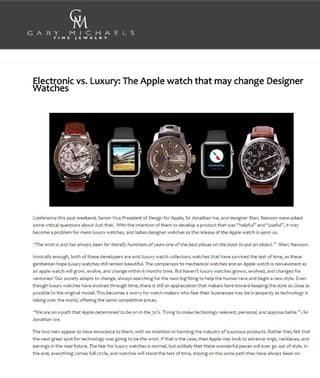Electronic vs. Luxury - The Apple watch that may change Designer Watches