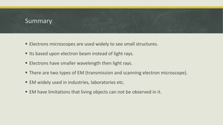 Electron microscopy | PPTX