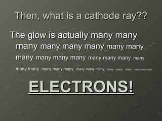 Then, what is a cathode ray?? The glow is actually many many many  many many many  many many   many   many many many   many many many   many many many   many many many   many many many   many   many   many   many many many ELECTRONS! 