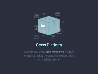 Cross Platform
Compatível com Mac, Windows e Linux
Pode ser construídos como executados
na 3 plataformas
 
