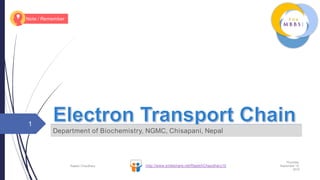 Department of Biochemistry, NGMC, Chisapani, Nepal
Thursday,
September 15,
2016
Rajesh Chaudhary
1
http://www.slideshare.net/RajeshChaudhary10
Note / Remember
 