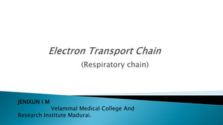 (Respiratory chain)
JENIXUN I M
Velammal Medical College And
Research Institute Madurai.
 