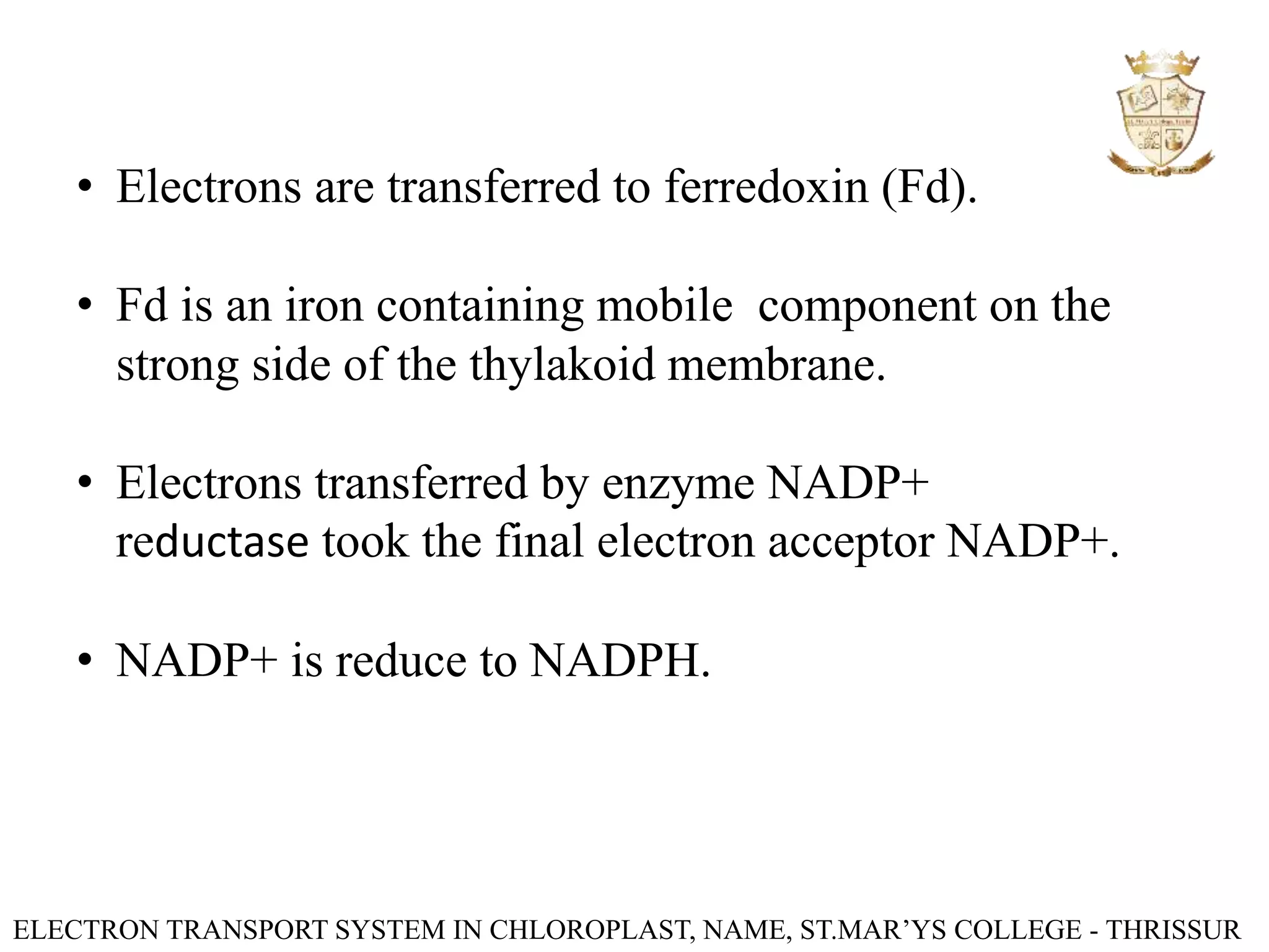 Electron transport system in chloroplast | PPTX