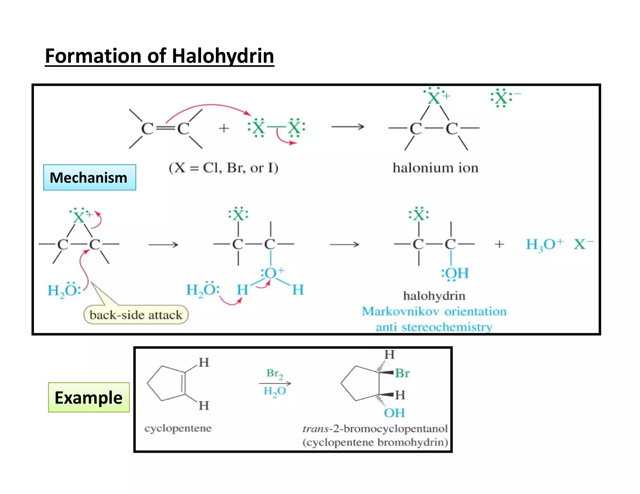 Halohydrin Example Electrophilic addition to alkenes | PDF