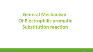 General Mechanism
Of Electrophilic aromatic
Substitution reaction
1
 