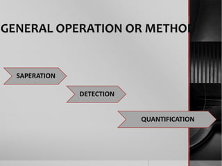 GENERAL OPERATION OR METHOD
SAPERATION
DETECTION
QUANTIFICATION
 