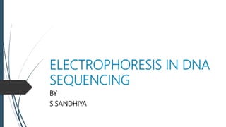 ELECTROPHORESIS IN DNA
SEQUENCING
BY
S.SANDHIYA
 