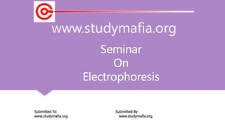 Seminar
On
Electrophoresis
www.studymafia.org
Submitted To: Submitted By:
www.studymafia.org www.studymafia.org
 