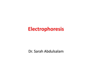 Electrophoresis
Dr. Sarah Abdulsalam
 