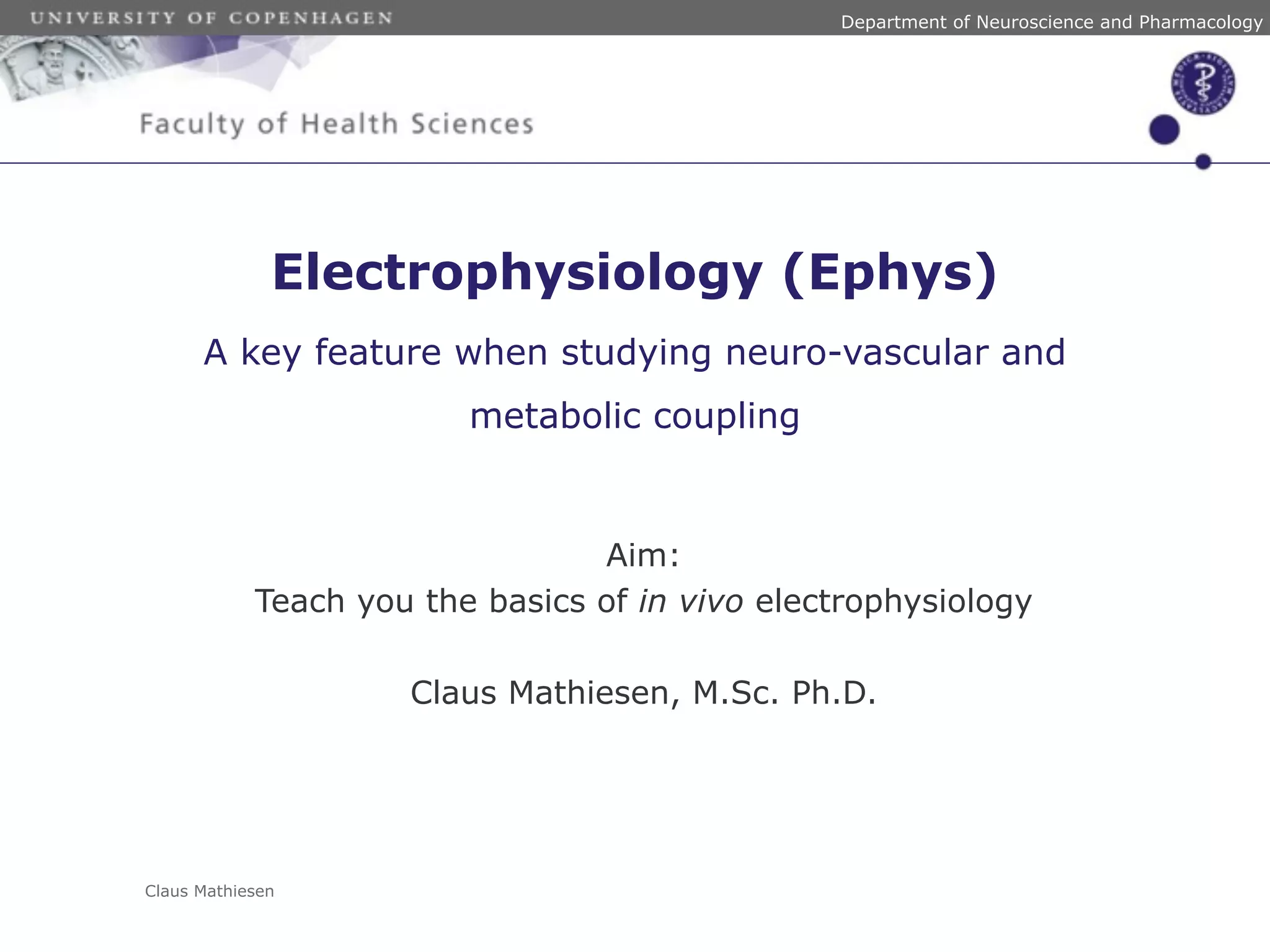 Electrophysiology in vivo | PDF