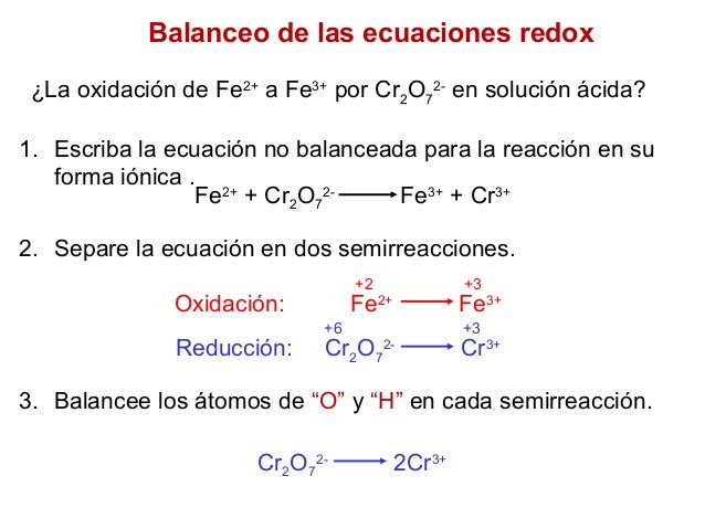 Cr2o7 Fe H Cr Fe H2o
