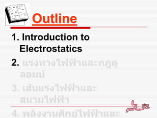 Outline
1. Introduction to
Electrostatics
2.
 