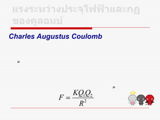 Charles Augustus Coulomb
“
”
1 2
2
KQ Q
F
R

 