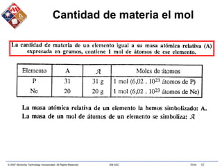 © 2007 Microchip Technology Incorporated. All Rights Reserved. 306 ASC Slide 62
Cantidad de materia el mol
 