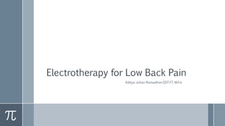 Electrotherapy for Low Back Pain
Aditya Johan Romadhon,SST.FT, M.Fis
 
