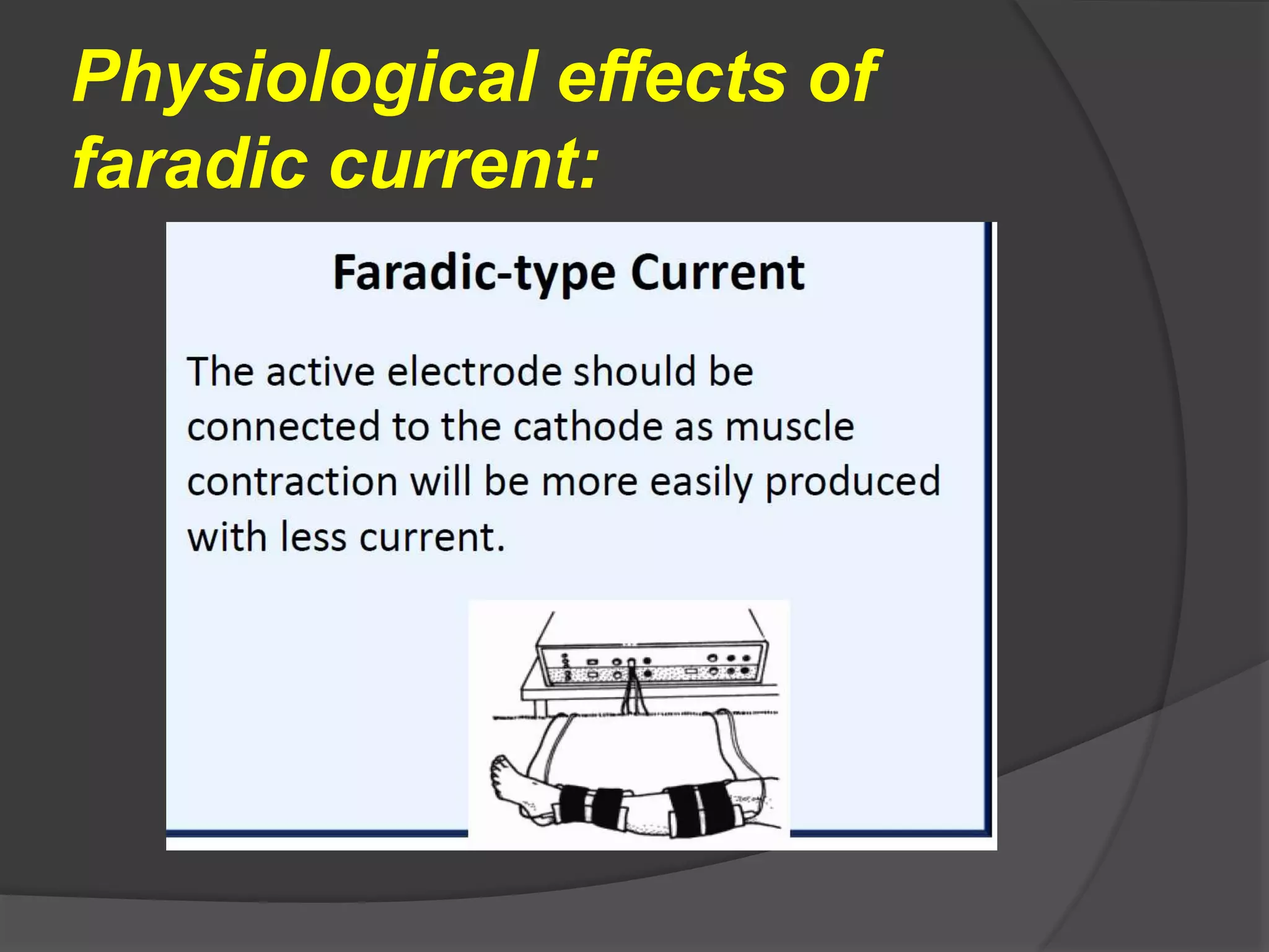 Physiological effects of
faradic current:
 