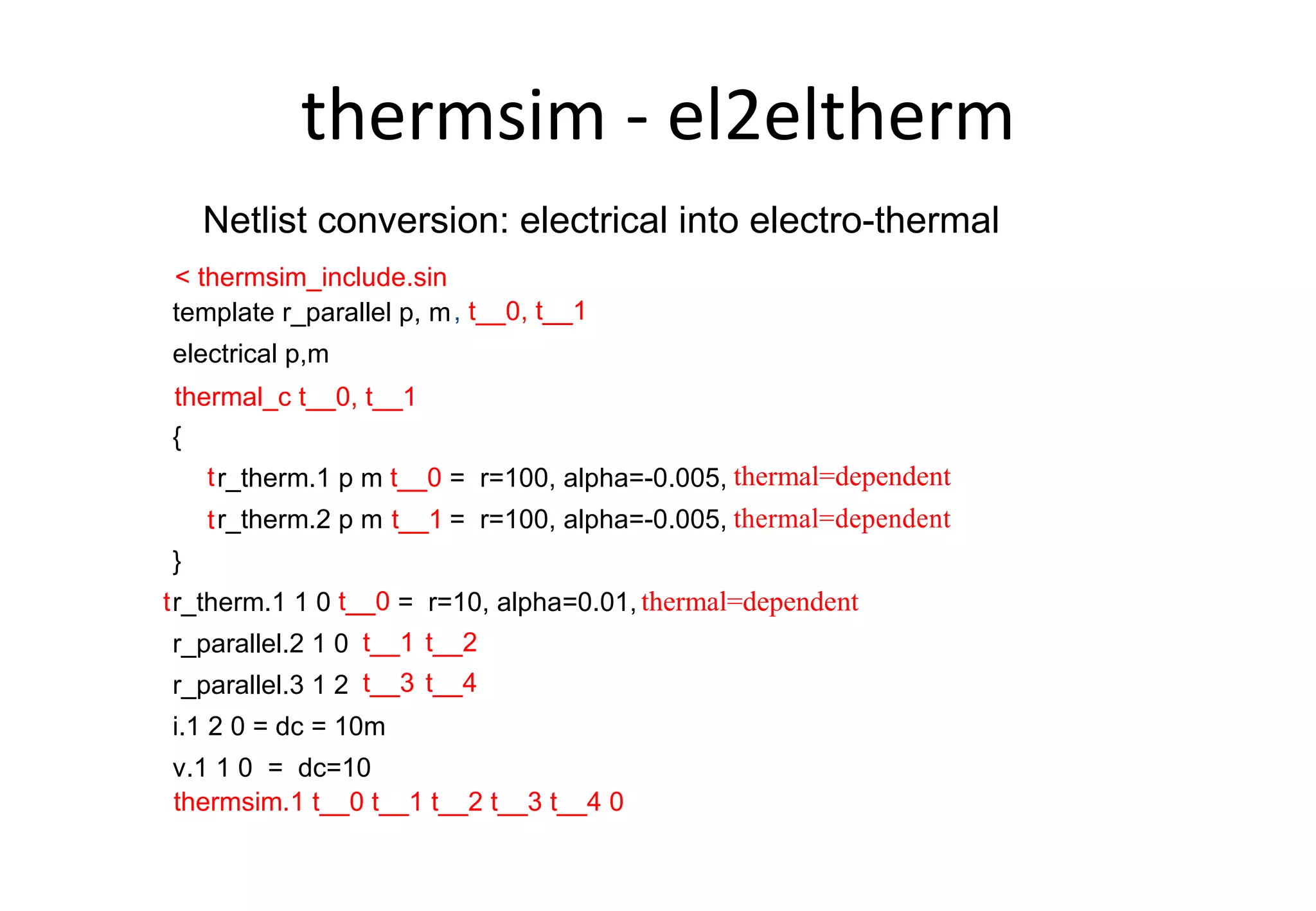 thermsim - el2eltherm 