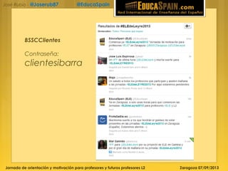 Jornada de orientación y motivación para profesores y futuros profesores L2 Zaragoza 07/09/2013
José Rubio - @Joserub87 @EducaSpain
BSSCClientes
Contraseña:
clientesibarra
 