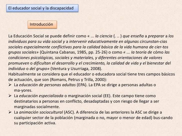 El Educador Social Y La Discapacidad