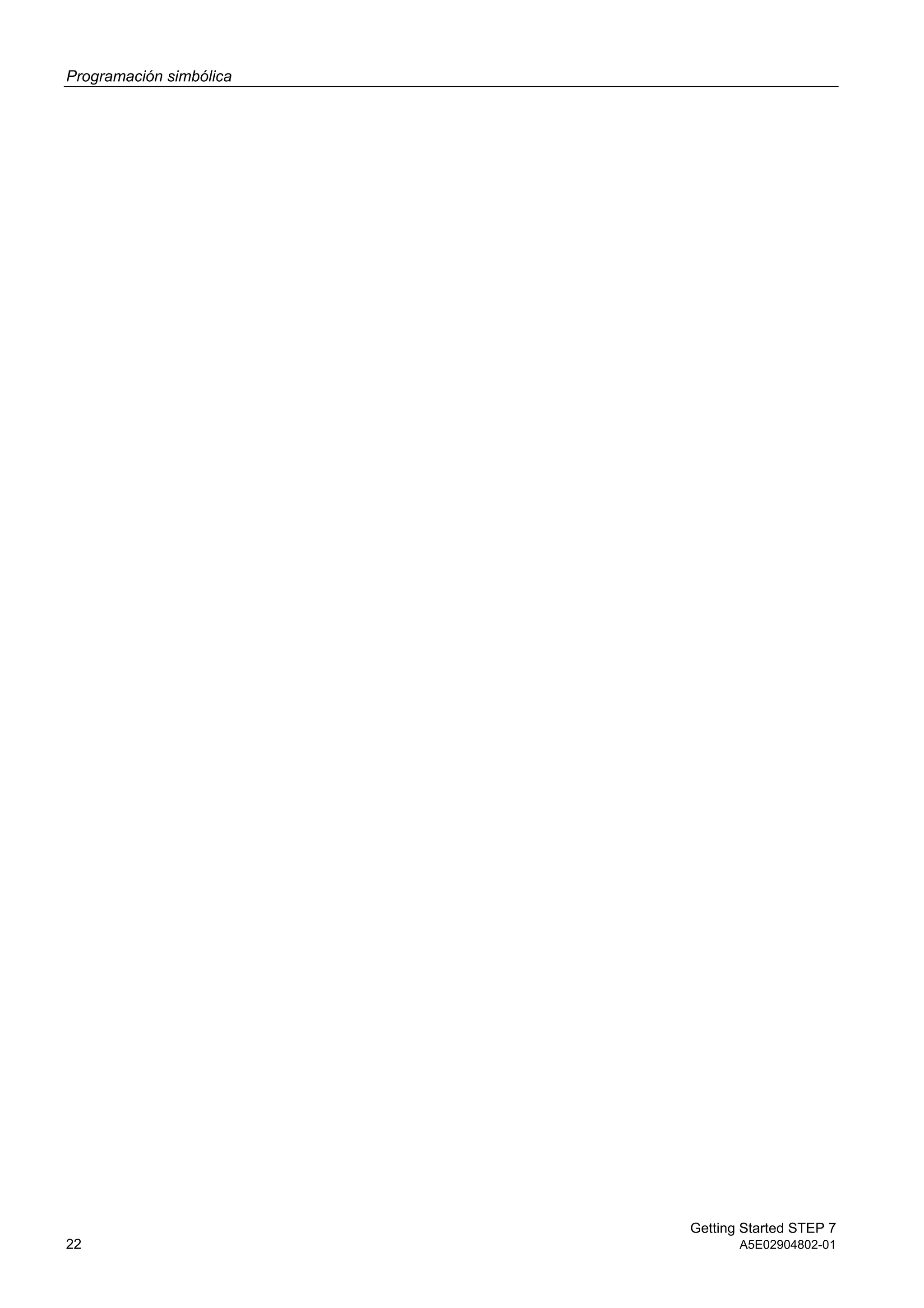 Programación simbólica
Getting Started STEP 7
22 A5E02904802-01
 