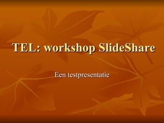 TEL: workshop SlideShare Een testpresentatie 