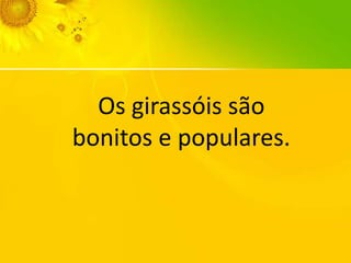Os girassóis são
bonitos e populares.

 