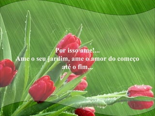 Por isso ame!...
Ame o seu jardim, ame o amor do começo
até o fim...
 