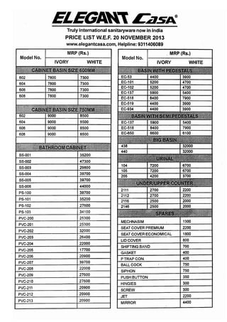 Elegantcasa new price list