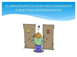 ES IMPORTANTE ESCOGER ADECUADAMENTE
A NUESTROS REPRESENTANTES
 