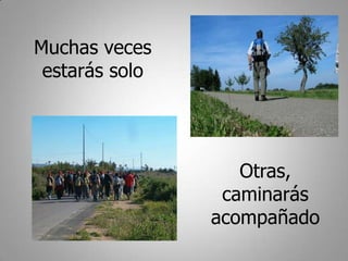 Muchas veces
 estarás solo




                   Otras,
                 caminarás
                acompañado
 