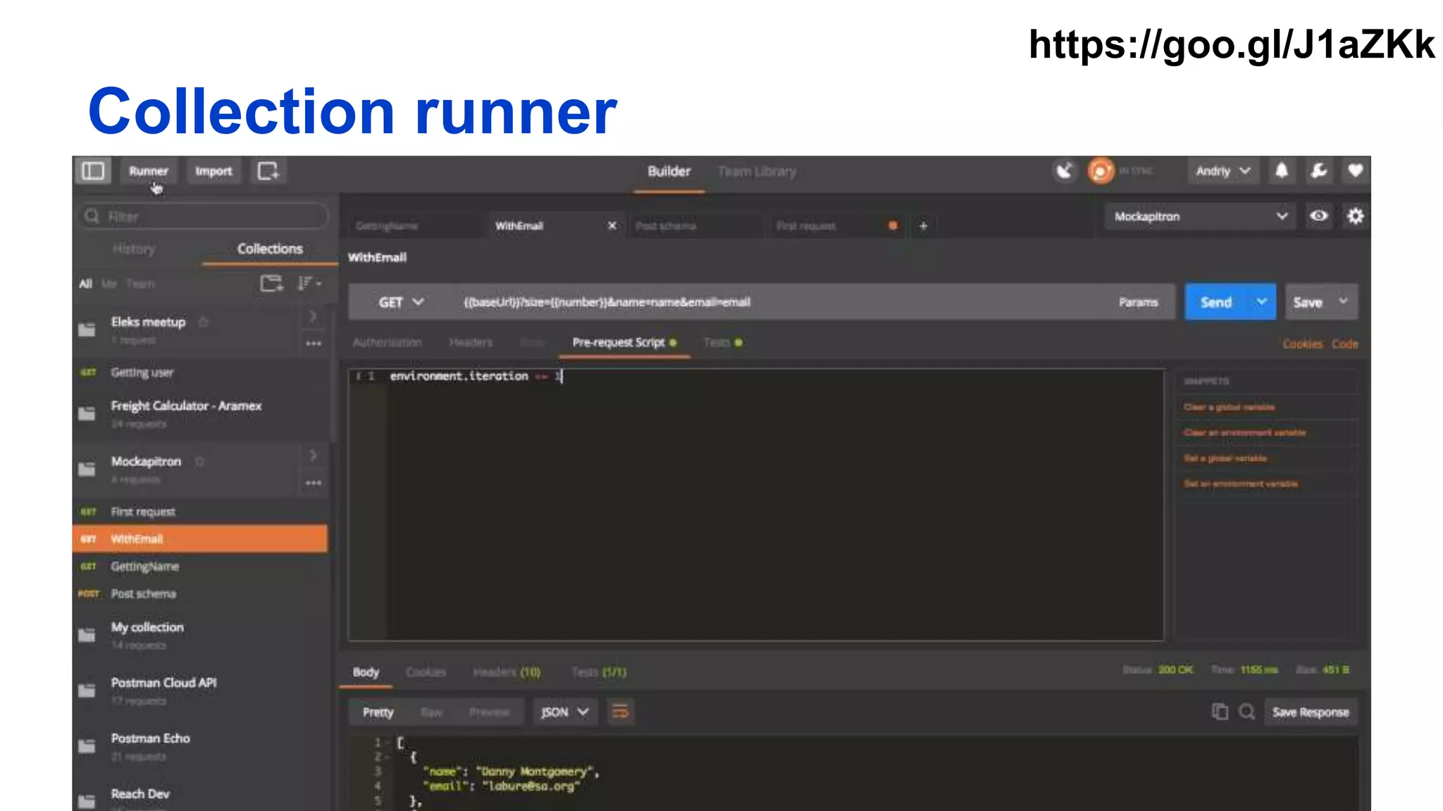 Collection runner
https://goo.gl/J1aZKk
 