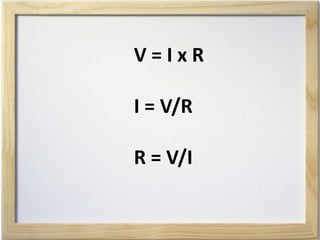 V = I x R
I = V/R
R = V/I
 