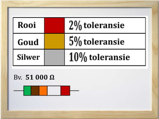 Rooi
Goud
Silwer
toleransie
toleransie
toleransie
Bv. 51 000 𝛀
 