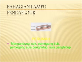 PERUMAH Mengandungi cok, pemegang tiub, pemegang suis penghidup, suis penghidup 